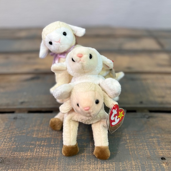 Farm Babies! [2/$25 - 3/$30] Ty Beanies: Derby Ewey Fleece Fleece Nibbler & Roam - Picture 6 of 13